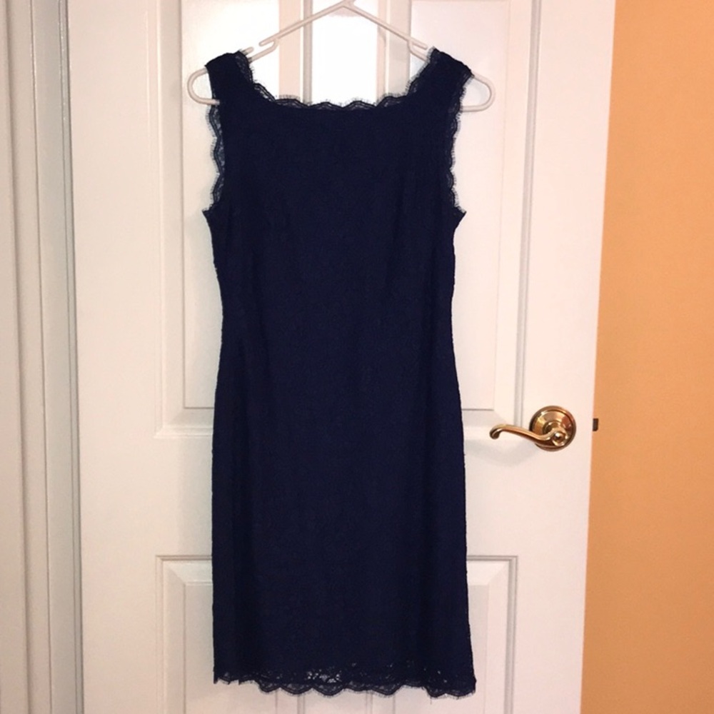 Elegant Navy Blue Lace Dress